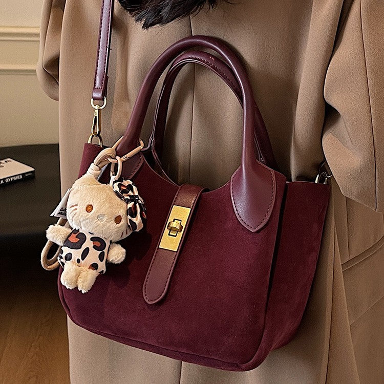 Retro Simple Texture Versatile Satchel Bucket Commuter Niche Fashionable Crossbody Bag