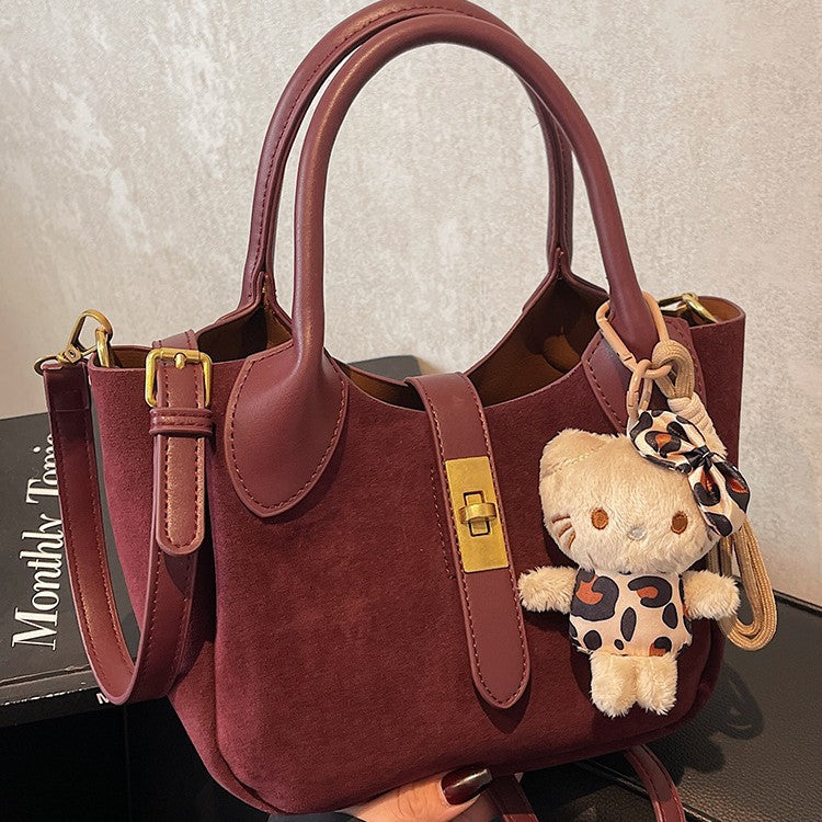 Retro Simple Texture Versatile Satchel Bucket Commuter Niche Fashionable Crossbody Bag