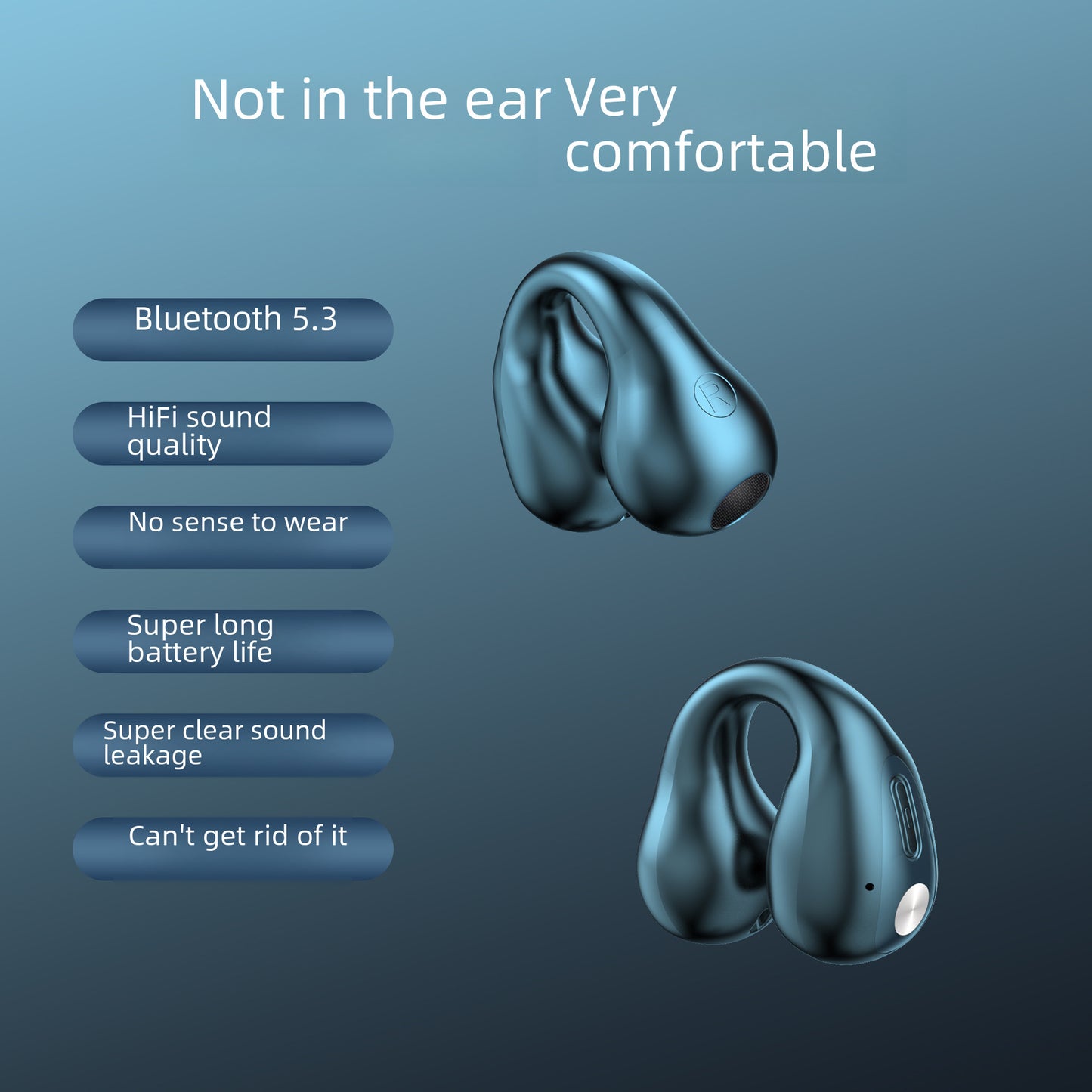 Cross-border Explosions Without Ear Clip Ear Headset Bone Conduction Wireless Bluetooth Headset Long Endurance Intelligent Large Digital Display