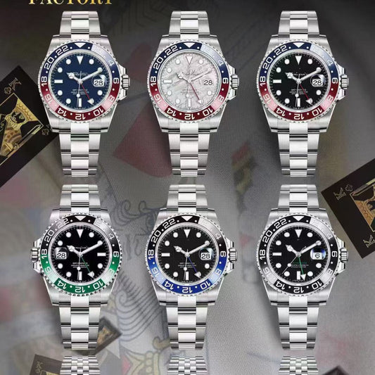 Cross-Border Foreign Trade Greenwich Men&#039;s Coke Sprite Ring Business Steel Belt Fully Automatic Mechanical Watch Manufacturer Wholesale