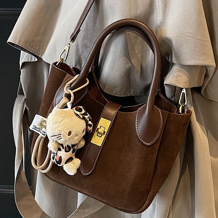 Retro Simple Texture Versatile Satchel Bucket Commuter Niche Fashionable Crossbody Bag